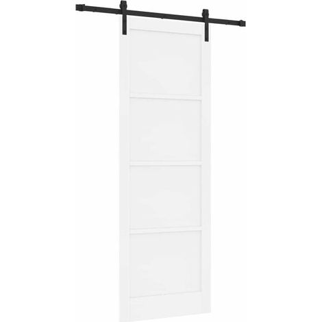 Porte coulissante blanche, 83 x 232 cm, en pin massif (1/5)