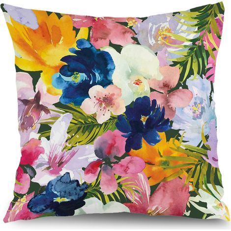 Housse de coussin fleurs papillon printemps été, décoration canapé élégant,50×50cm (1/5)
