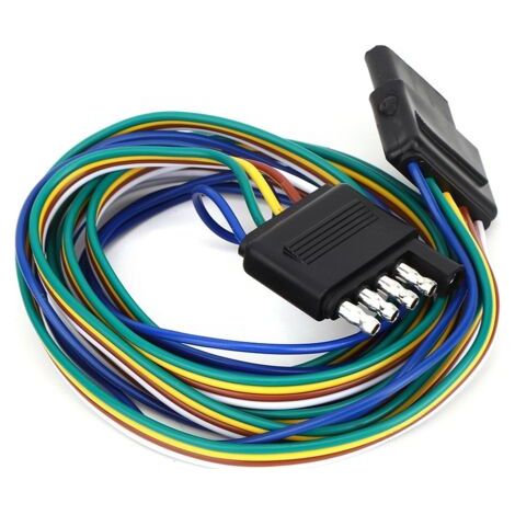 DEESSE SHOP-Extension de Faisceau de Câblage de Remorque Plate à 5 Voies, 72 Pouces, avec Fils à Code Couleur pour Remorques de Camping-car et de Bateau, Prise ABS (1/5)