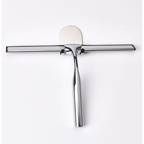 Essuie-glace de douche, essuie-glace de douche en acier inoxydable avec support, longueur de lame 25,4 cm -argent (1/5)