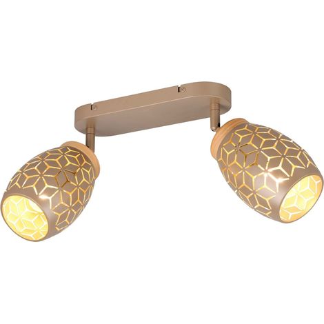 Barra 2 luci, metallo, caffè e legno, L 28 cm, Bidar (1/5)