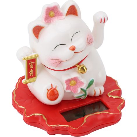 Chat solaire porte-bonheur, chat chinois adorable et lumineux, à bras agités, alimenté à l'énergie solaire, pour la décoration de la maison, du bureau et du tableau de bord de la voiture 2312A (1/5)