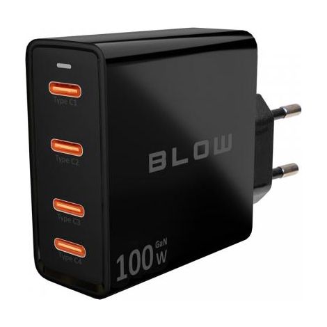 Cargador de pared USB-Cx4 PD 100W GAN negro (1/5)