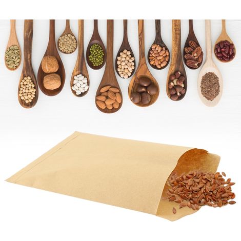 100 sacs en papier kraft pour maïs, blé, riz et graines, format enveloppe, 12 x 20 cm (1/5)