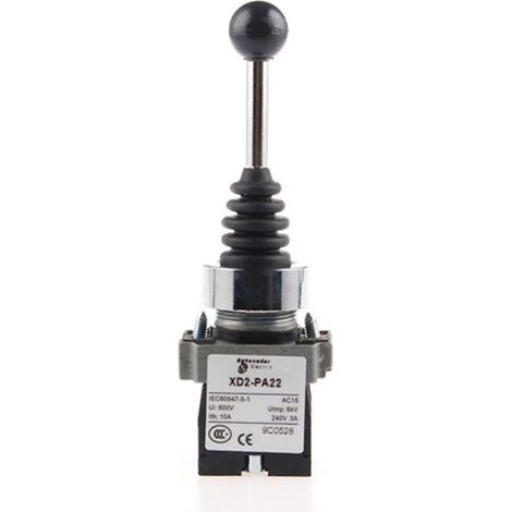 Interrupteur à levier unique XD2PA22 CR AC 600V 10A DPST 2NO 3 positions momentané noir, interrupteur de commande industriel (1/5)