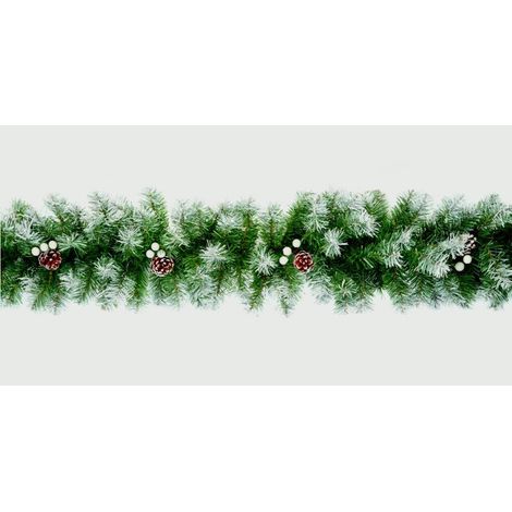Snowy Christmas Garland - Green with Cones - 270cm X 20cm