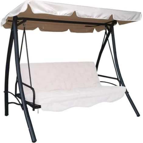Poltrona a Dondolo 3 posti Design Moderno con Cuscino Alto Antracite 85x120cm Struttura Grigia Robusta Acciaio e PE Portata 120Kg Sedia Relax Intrattenimento per Salotto  Camera da Letto giardino terr