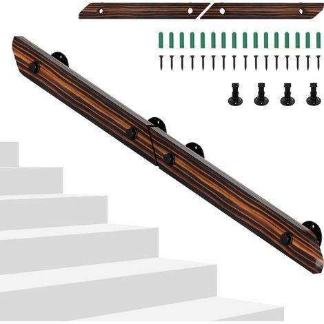 Randaco Corrimano decorativo 120 cm in pino massello, da assemblare in un’unica barra, stile moderno retrò, marrone (1/5)