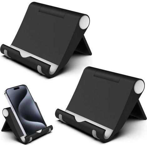 2 Packs Support téléphonique pliable, Support de téléphone bureau Support de smartphone Support de téléphone portable Compatible avec 14 13 12 11 Pro (1/5)