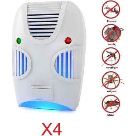 COBYE-LOT DE 4 PRISES REPULSIF INSECTE, ARAIGNEE, CAFARD,FOURMIS RONGEUR RAT, SOURIS non toxique neuf (1/3)