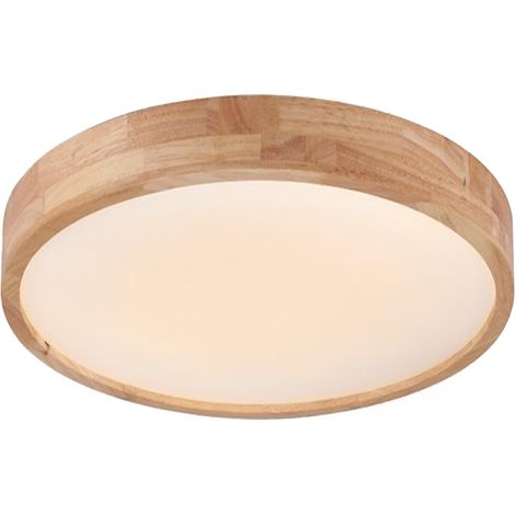 Plafonnier LED Moderne 24W Rond Ø30cm Bois Lumière Chaude 3000K Lampe Plafond pour Salon Couloir Salle à Manger Chambre