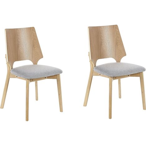 Set di 2 sedie da pranzo retrò imbottite legno chiaro e grigio Abee
