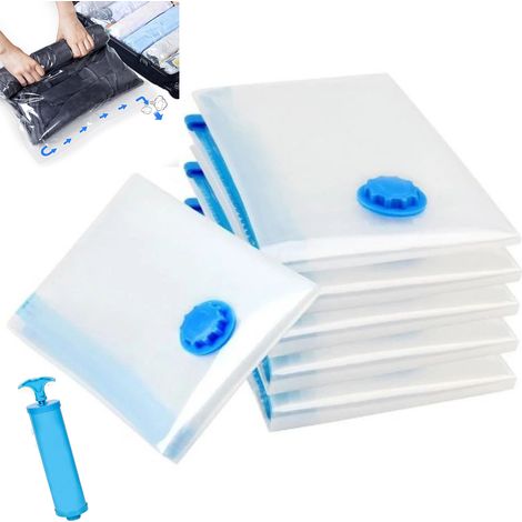 6 sacs domestique de rangement recompressables, sacs de rangement pour vêtements sous vide 100x80CM, sacs pliables avec pompe manuelle (1/5)