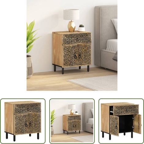 vidaXL Bois de manguier - Table de chevet 50x33x60 cm bois de manguier massif (1/5)