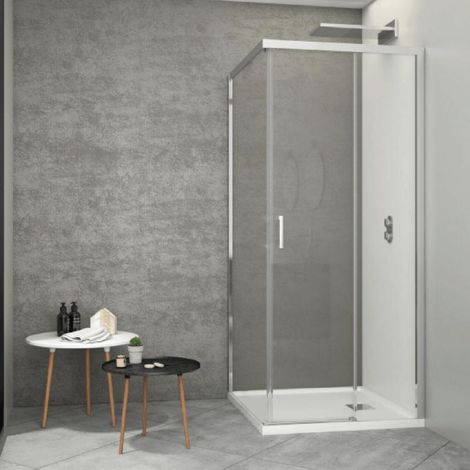 Mampara de ducha frontal + Puerta Corredera 120  cm  JOHNSON Cristal transparente 70 cm