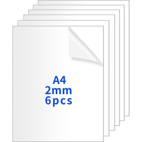 6 Pcs Plaque Acrylique Transparente A4 2 mm DIY 297 x 210 mm (1/5)