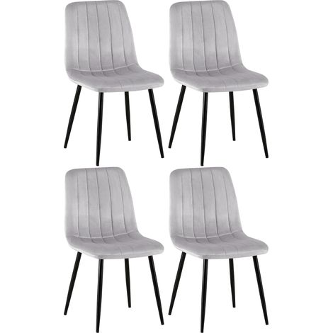 Set de 4 sillas de salón Dijon en tela o terciopelo Gris Terciopelo (1/5)