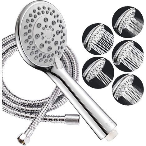 Pommeau de douche économique et anti-calcaire – Flexible inox 200 cm, débit contrôlé, installation facile (1/4)