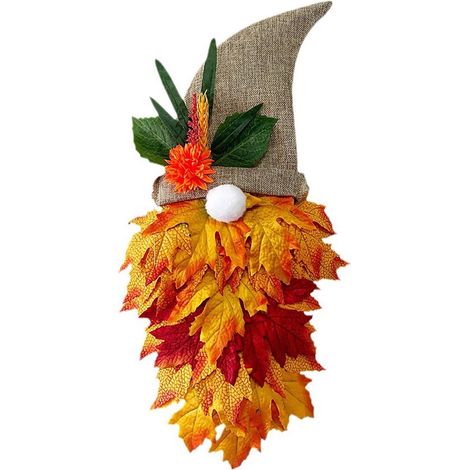Couronne De Porte - Chapeau De Nain - Décoration De Saison En Feuille D'érable - Pour Intérieur Extérieur - 1 Pièce (1/5)