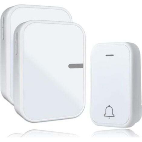 Sonnette sans fil Etanche IP44 pour Extérieur Intérieur Sonnette sans fil sans pile, 38 Mélodies et 4 Niveaux, 1 Émetteur 2 Récepteurs Portée 150M (1/4)