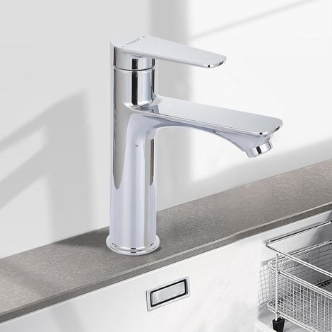 TODOT Mitigeur de Salle de Bain, Robinet de Lavabo, Mélangeur de Lavabo Froid et Chaud avec Levier Unique, Chromé, Installation et Nettoyage Facile - TOBF1 (1/5)