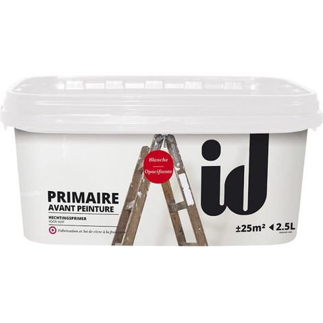 Primaire d'accrochage opacifiante 2,5L – Renforcée en titane pour meilleur accrochage – Blanc très couvrant pour murs et plafonds – Decor