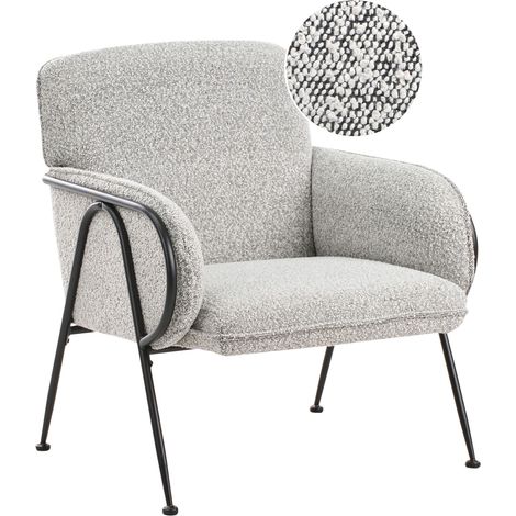 Sillón auxiliar decorativo tapizado con estructura metálica asiento moderno negro/bllanco Trysnes