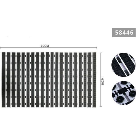 Kaela - Tappeto Doccia Antiscivolo 69x38cm Tappetino Vasca Bagno Rettangolare Nero 58446 -