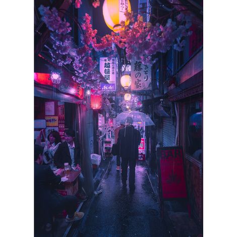 Tableau sur toile rue de Tokyo 100x140 cm - Impression sur Toile Murale Décorative - Image imprimée en HD sur Toile - Toile sur Châssis en Bois FSC - Fabriqué en France (1/5)