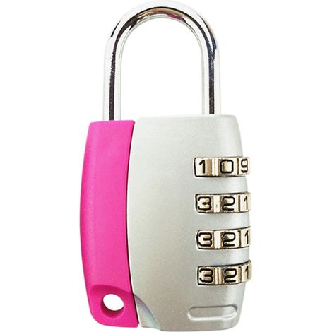 Cadenas à combinaison 4 chiffres en alliage de zinc robuste et antirouille, compact 65x34mm, idéal pour valises, bagages, casiers et boîtes à outils, couleur argentée (1/2)