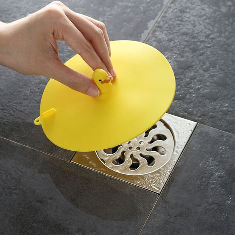 Bouchon de Siphon Silicone Anti-Retour d'Odeurs et Anti-Cafards - Couverture de Drain Multifonctionnelle pour Salle de Bain, Toilettes et Cuisine (Duck Jaune) - 1 Pièce