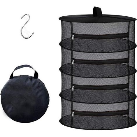 Filet à linge suspendu, pliable, noir (4 couches) (1/5)