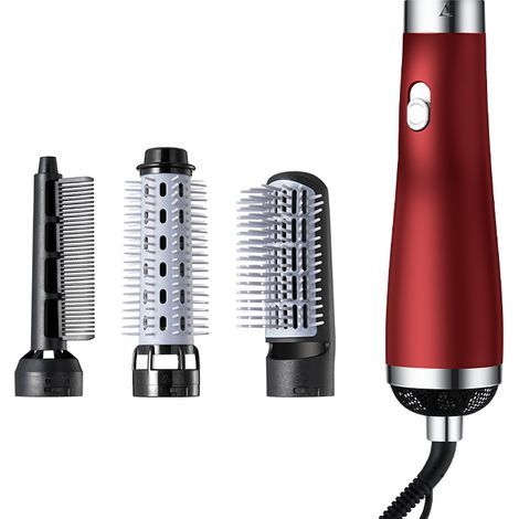 Multifunktionale Haartrocknerbürste und Kamm mit 3-fach einstellbarer Rotationsgeschwindigkeit, rot (1/5)