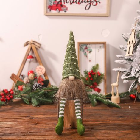 Gnome De Noël - 43 Cm - Chapeau À Barbe - Vert - Décor Festif Intérieur Extérieur - 1 Pièce (1/5)
