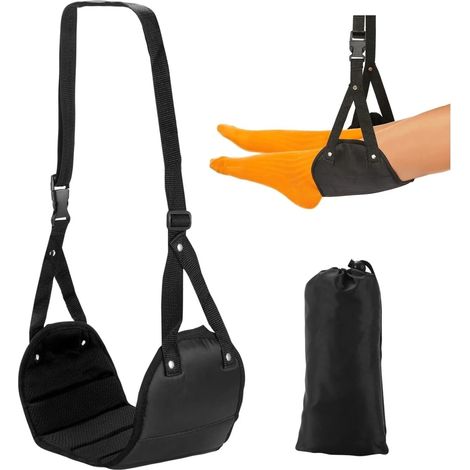 Repose-pieds d'avion, hamac pour les pieds, accessoire de voyage pliable avec sac de rangement, offre détente et confort pour les longs vols