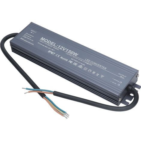 Alimentation étanche LED 150W 12V IP67 pour ruban LED, transformateur AC/DC 170-265V