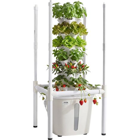 Tour Hydroponique 6 Étages 30 Trous, Système de Culture Hydroponique pour Herbes, Fruits et Légumes, avec Lampe de Croissance LED, Contrôle par Application, Réservoir d'Eau de 20 L et Pompe (1/5)