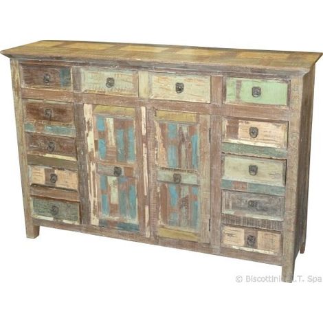 W153xDP40xH104 cm sized solid recycled wood antiqued finish (1/5)