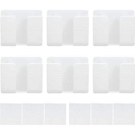 Support mural universel 6 pièces pour téléphone avec socle de charge, idéal pour maison, chambre et salle de bain, blanc (1/5)