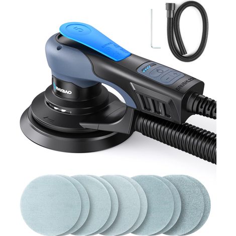 Ponceuse excentrique 350 W sans balais avec plateau de ponçage de 150 mm, ponceuse excentricité de 5 mm, réglage de la vitesse de rotation à 6 niveaux jusqu'à 10 000 tr/min, ponceuse excentrique (1/5)