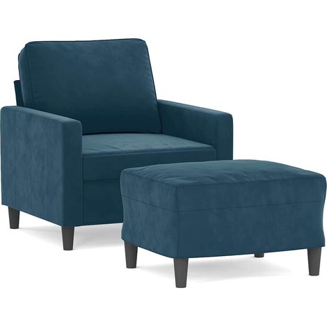 Maison Exclusive - Sessel mit Hocker Blau 60 cm Samt
