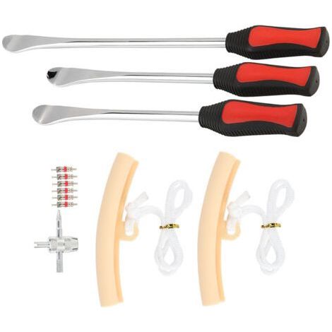Cuillères à changement de pneu de moto 14.5 + 11.5 pouces, levier de protection de jante de roue en fer, Kit d'outils de Valve-Chrom (1/5)