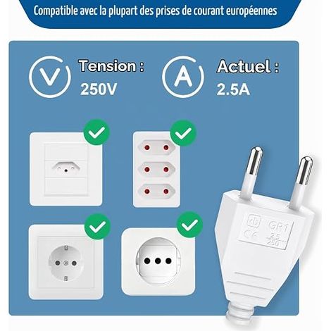 Prise Electrique Male avec Tournevis, 250V 2.5A Prise Male Plate (1/4)