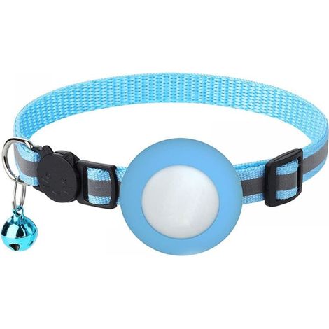 Collier pour chat réfléchissant bleu – Boucle de sécurité et clochette – Conception légère et douce – Compatible Airtag