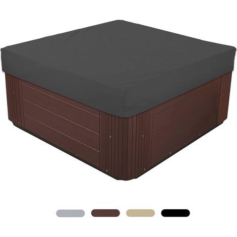 Universelle, UV-beständige und strapazierfähige quadratische Whirlpoolabdeckung aus 210D Oxford-Gewebe für Gartenmöbel und Schwimmbecken, Schwarz, 228 x 228 x 30 cm (1/5)