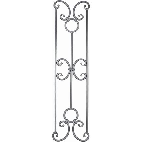 Panneau grande volute, motif rond - Hauteur 950mm Largeur 250mm en rond Ø12mm - Fer forgé grenaillé - À souder - DECO FER FORGE
