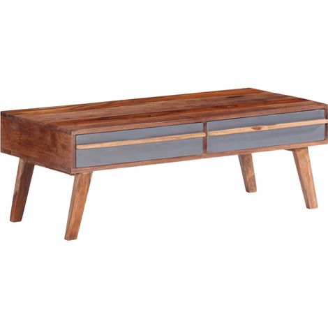 Table basse gris 110x50x40 cm bois massif (1/5)