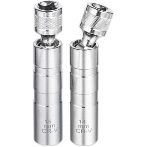 Bussole per candele da 14 mm e 16 mm, 2 chiavi magnetiche per candele, chiave universale per candele a 12 punte con attacco da 3/8", strumento per la rimozione delle candele per auto
