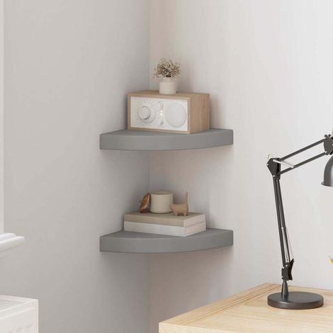 Étagères d'angle flottantes 2 pcs-Étagère murale-Étagère Suspendue gris 25x25x3,8 cm MDF 222305 (1/5)