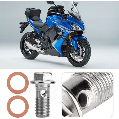 Vis de 10 mm M10x1,00 pour durite de frein de moto, compatible avec Suzuki, Honda, Kawasaki et Yamaha. (1/5)